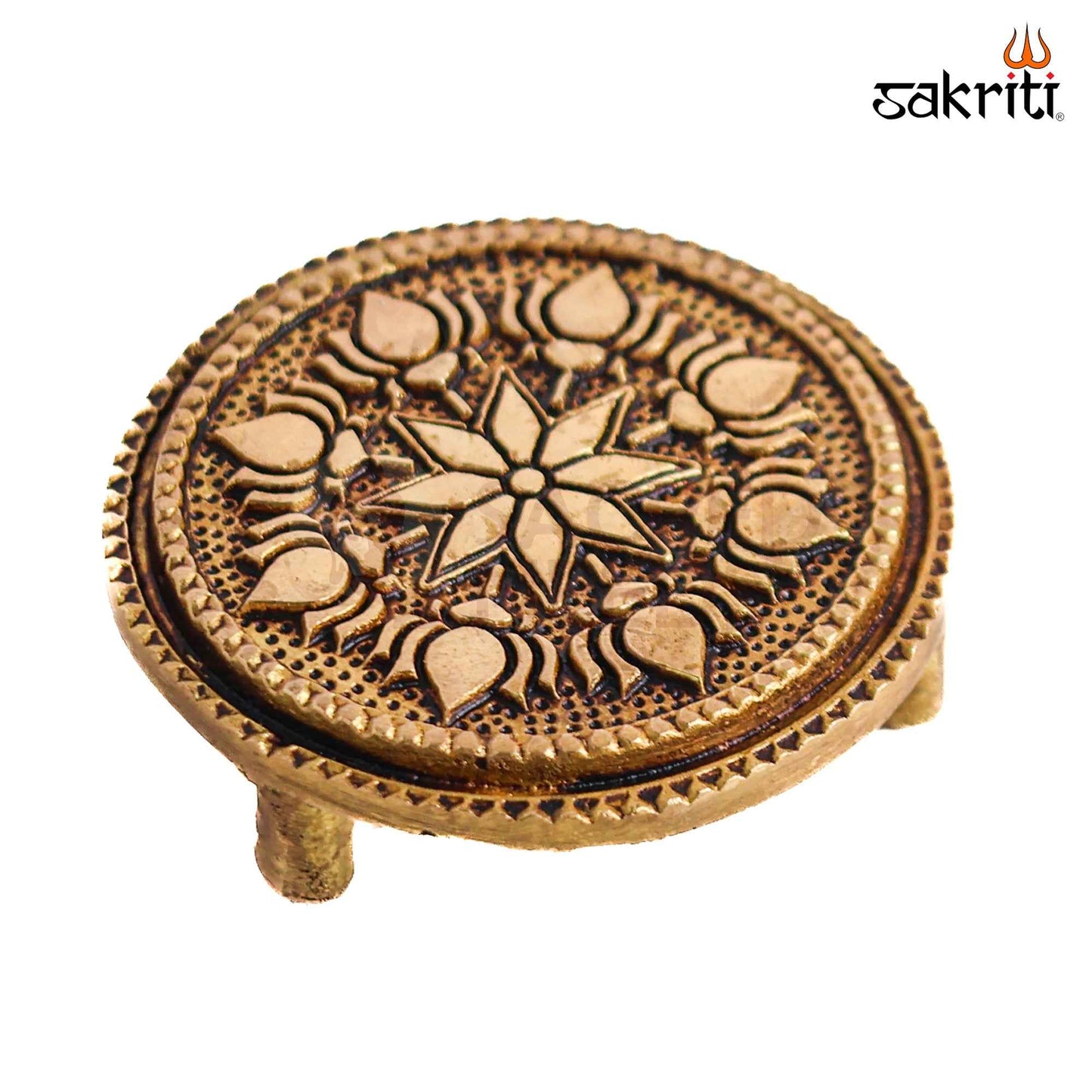 Sacred Needs Brass Round Table Stand – 0.7 Inch (1.8 cm) Height | Mini Brass Pedestal Base for Idols, Lamps, Pooja Items & Home Temple Décor