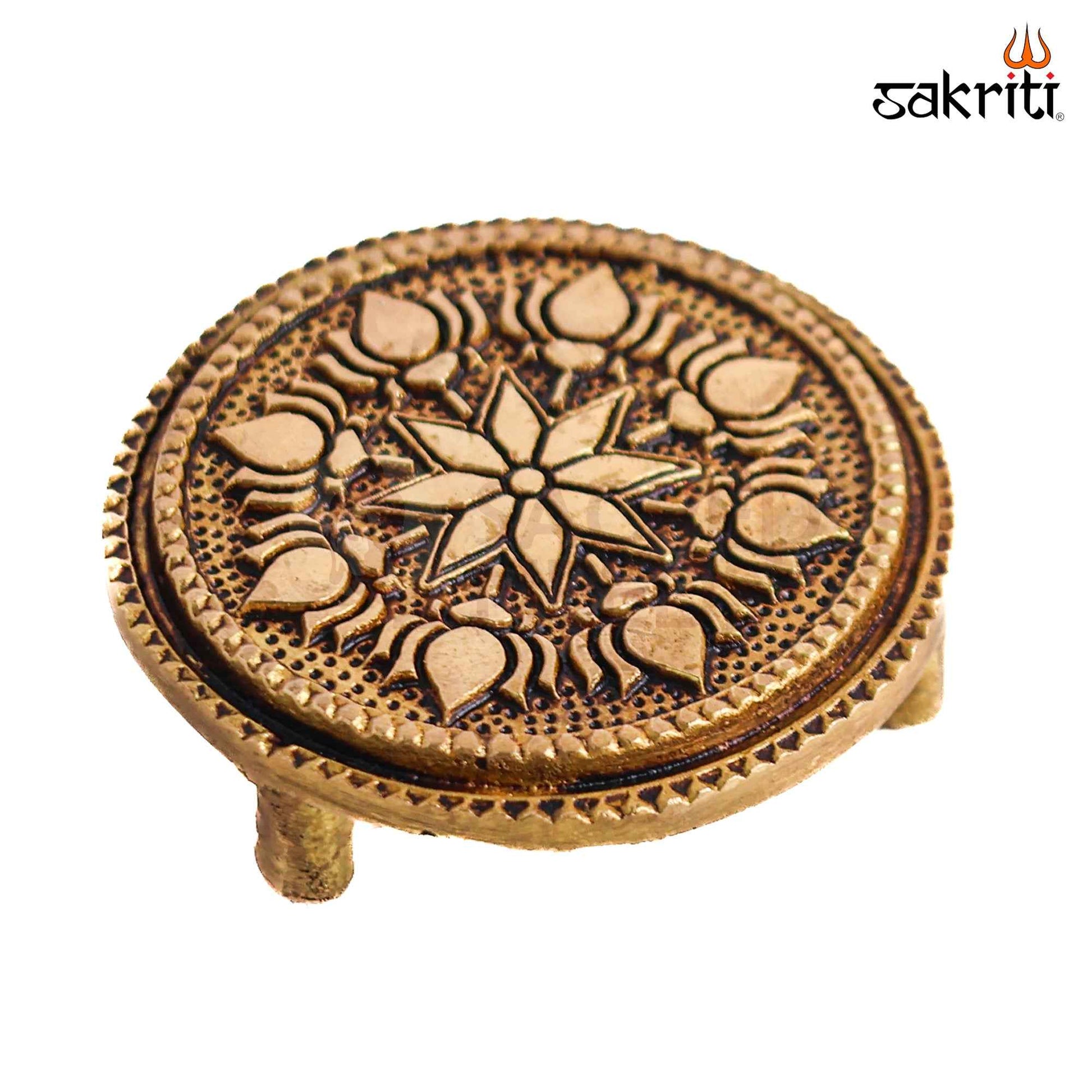 Sacred Needs Brass Round Table Stand – 0.7 Inch (1.8 cm) Height | Mini Brass Pedestal Base for Idols, Lamps, Pooja Items & Home Temple Décor