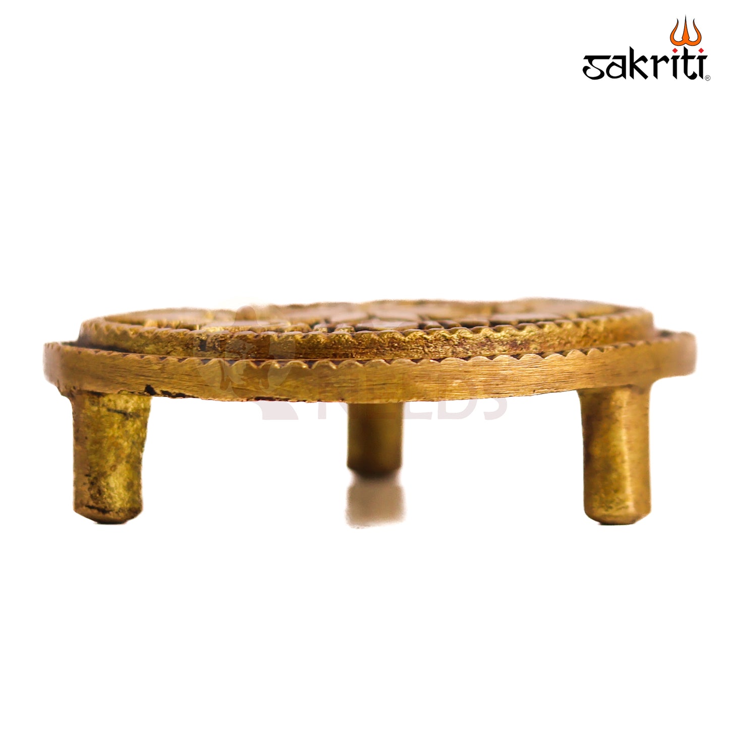 Sacred Needs Brass Round Table Stand – 0.7 Inch (1.8 cm) Height | Mini Brass Pedestal Base for Idols, Lamps, Pooja Items & Home Temple Décor