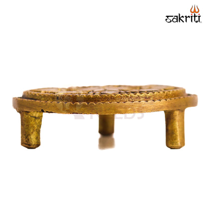 Sacred Needs Brass Round Table Stand – 0.7 Inch (1.8 cm) Height | Mini Brass Pedestal Base for Idols, Lamps, Pooja Items & Home Temple Décor