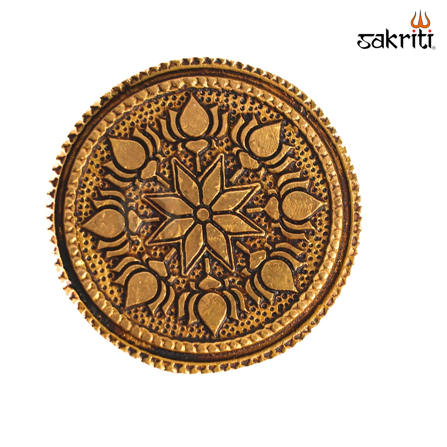 Sacred Needs Brass Round Table Stand – 0.7 Inch (1.8 cm) Height | Mini Brass Pedestal Base for Idols, Lamps, Pooja Items & Home Temple Décor