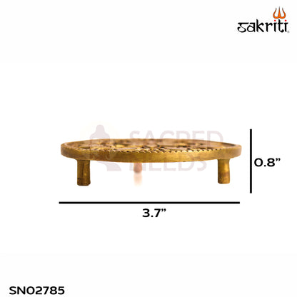 Sacred Needs Brass Round Table Stand – 0.8 Inch (2 cm) Height | Traditional Brass Chowki Base for Idols, Diyas, Kalash & Pooja Room Décor