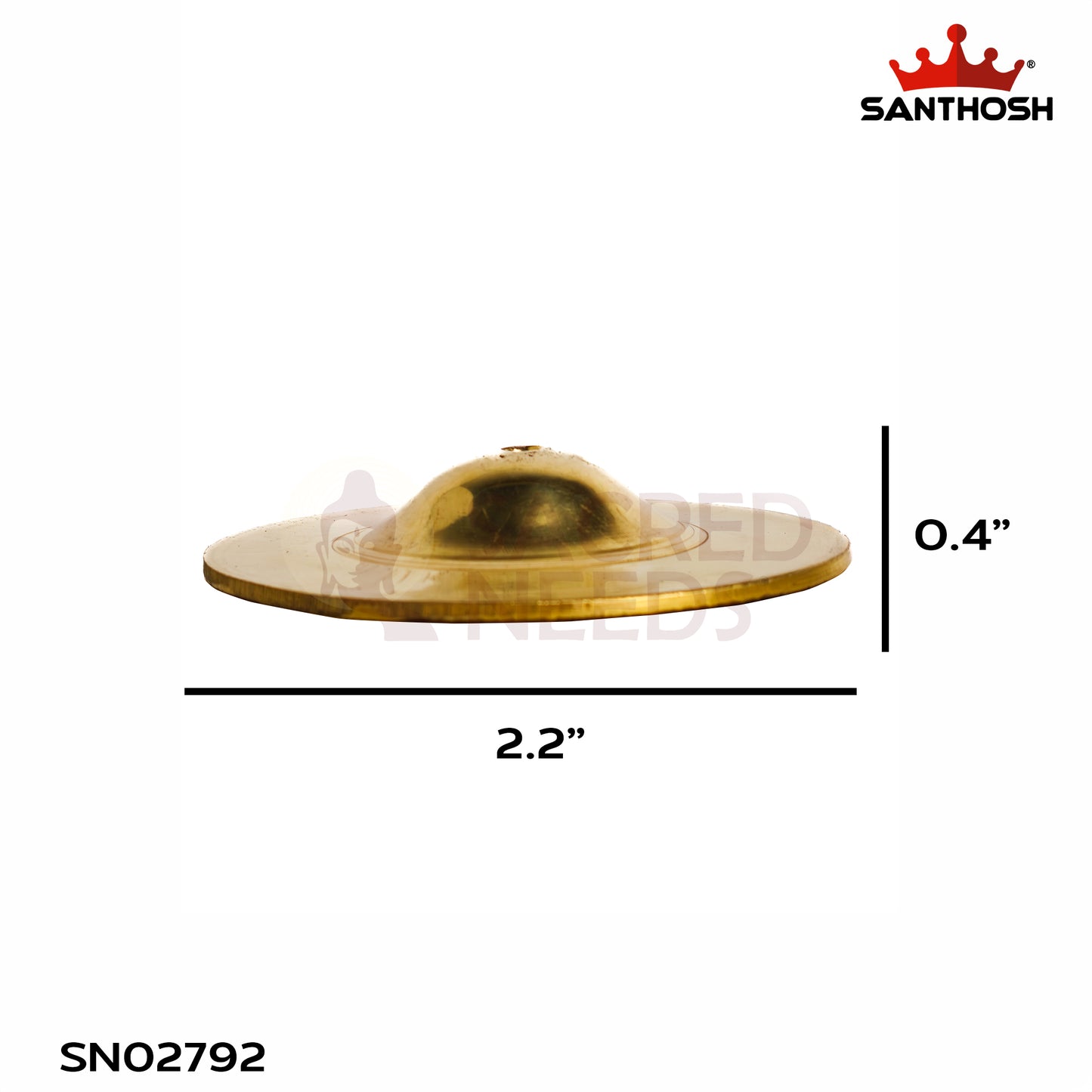 Sacred Needs Brass Talam Manjira – 0.4 Inch (1 cm) Height | Traditional Brass Hand Cymbals for Bhajans, Kirtans, Temple Worship & Spiritual Music