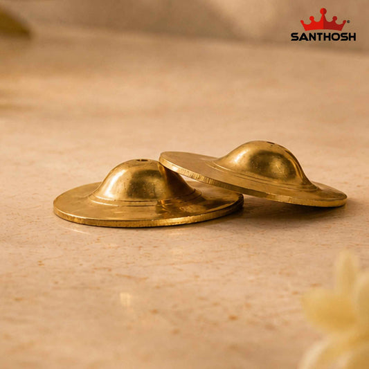 Sacred Needs Brass Talam Manjira – 0.4 Inch (1 cm) Height | Traditional Brass Hand Cymbals for Bhajans, Kirtans, Temple Worship & Spiritual Music