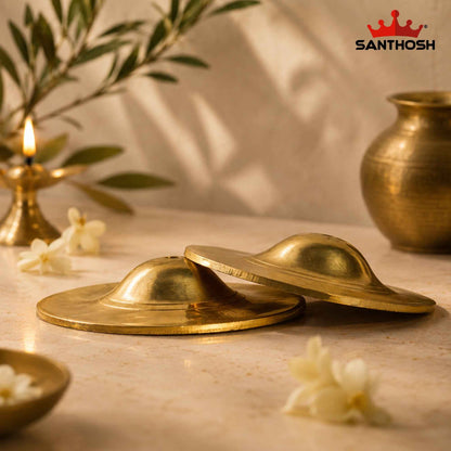 Sacred Needs Brass Talam Manjira – 1 Inch (2.5 cm) Height | Traditional Brass Hand Cymbals for Bhajans, Kirtans, Temple Worship & Spiritual Music