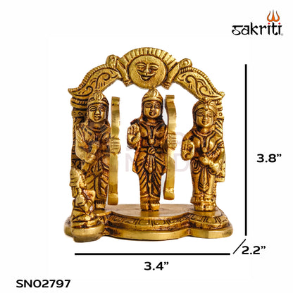Sacred Needs Brass Ram Darbar Idol – 3.8 Inch (9.7 cm) Height | Lord Rama, Sita, Lakshmana & Hanuman Statue for Pooja Room, Temple & Spiritual Home Décor