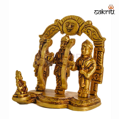 Sacred Needs Brass Ram Darbar Idol – 3.8 Inch (9.7 cm) Height | Lord Rama, Sita, Lakshmana & Hanuman Statue for Pooja Room, Temple & Spiritual Home Décor