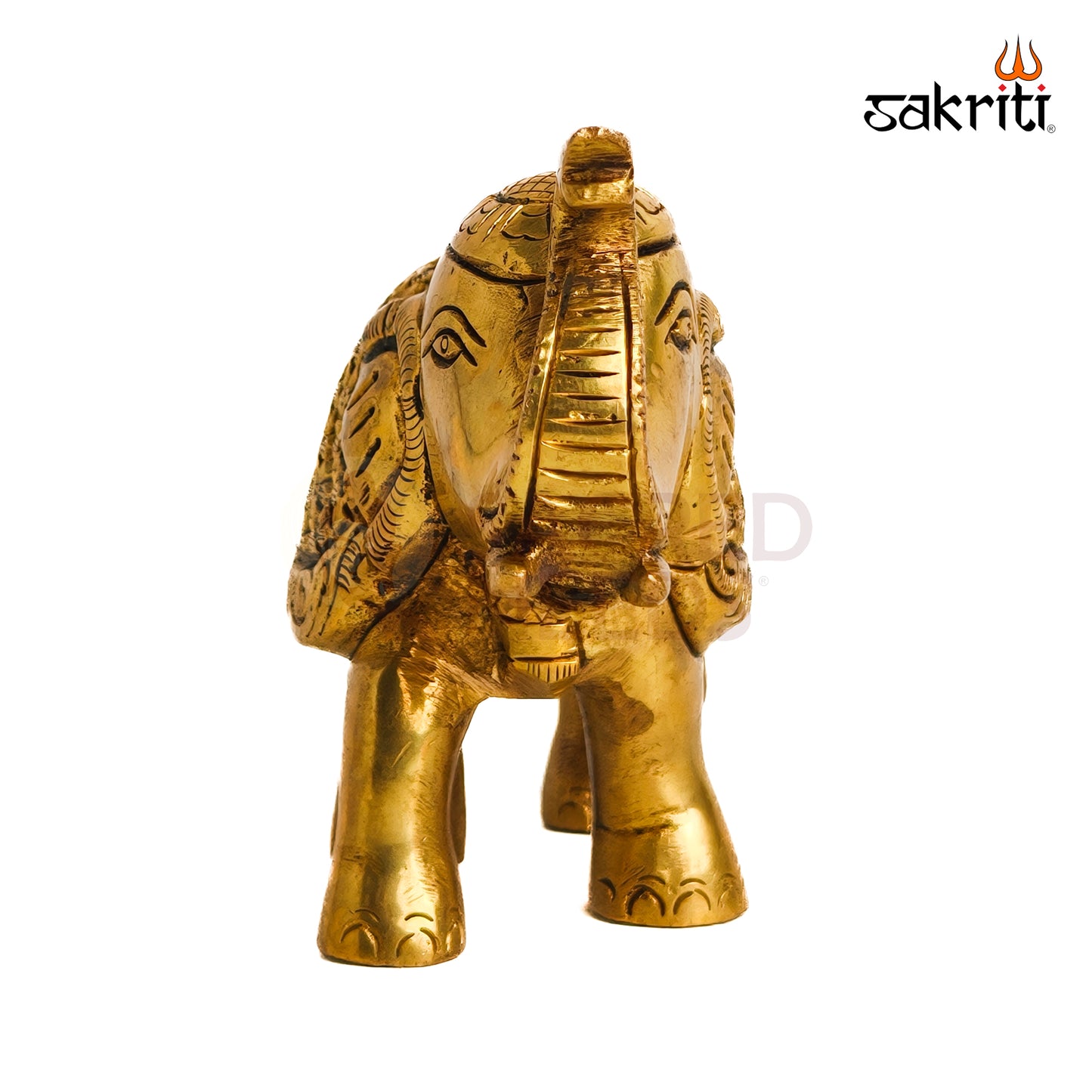 Sacred Needs Brass Elephant Statue – 5 Inch (12.7 cm) Height | Decorative Brass Elephant Idol for Home Décor, Entrance, Office & Vastu