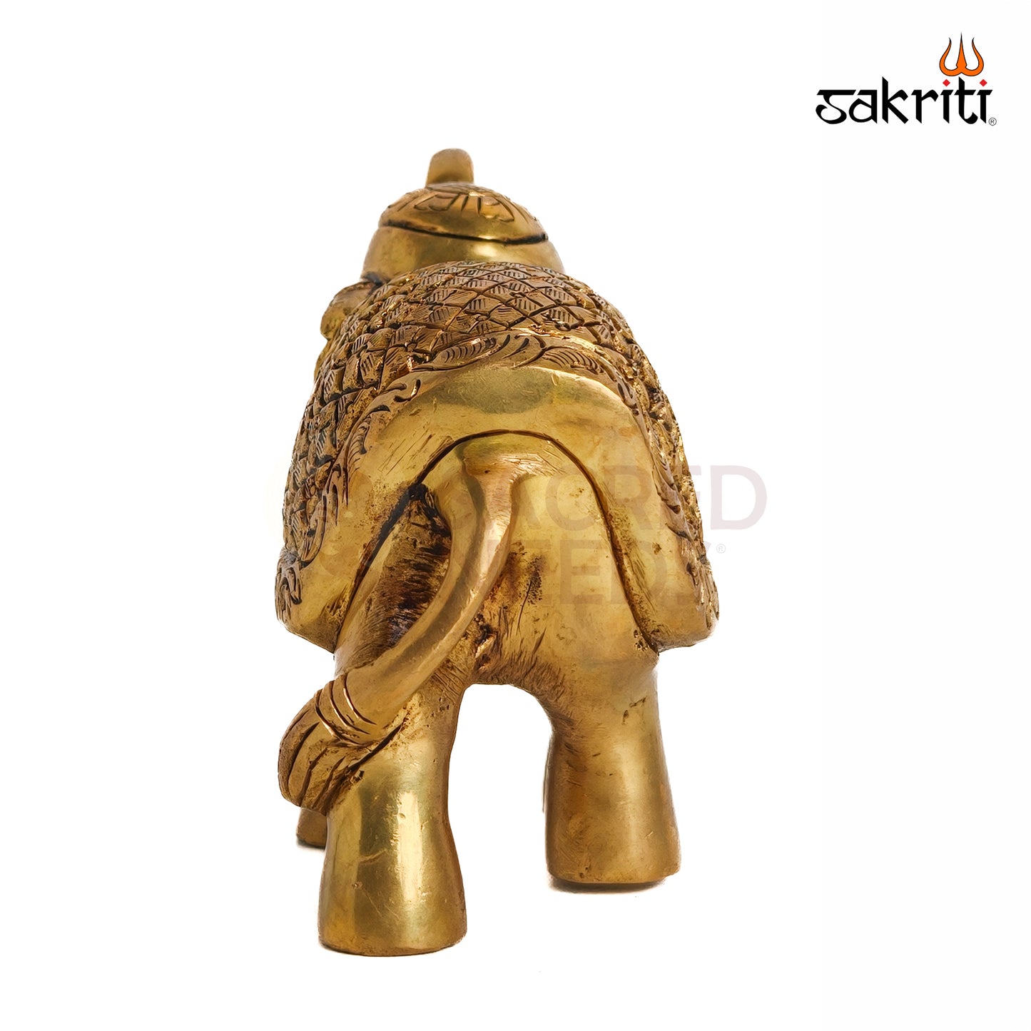 Sacred Needs Brass Elephant Statue – 5 Inch (12.7 cm) Height | Decorative Brass Elephant Idol for Home Décor, Entrance, Office & Vastu