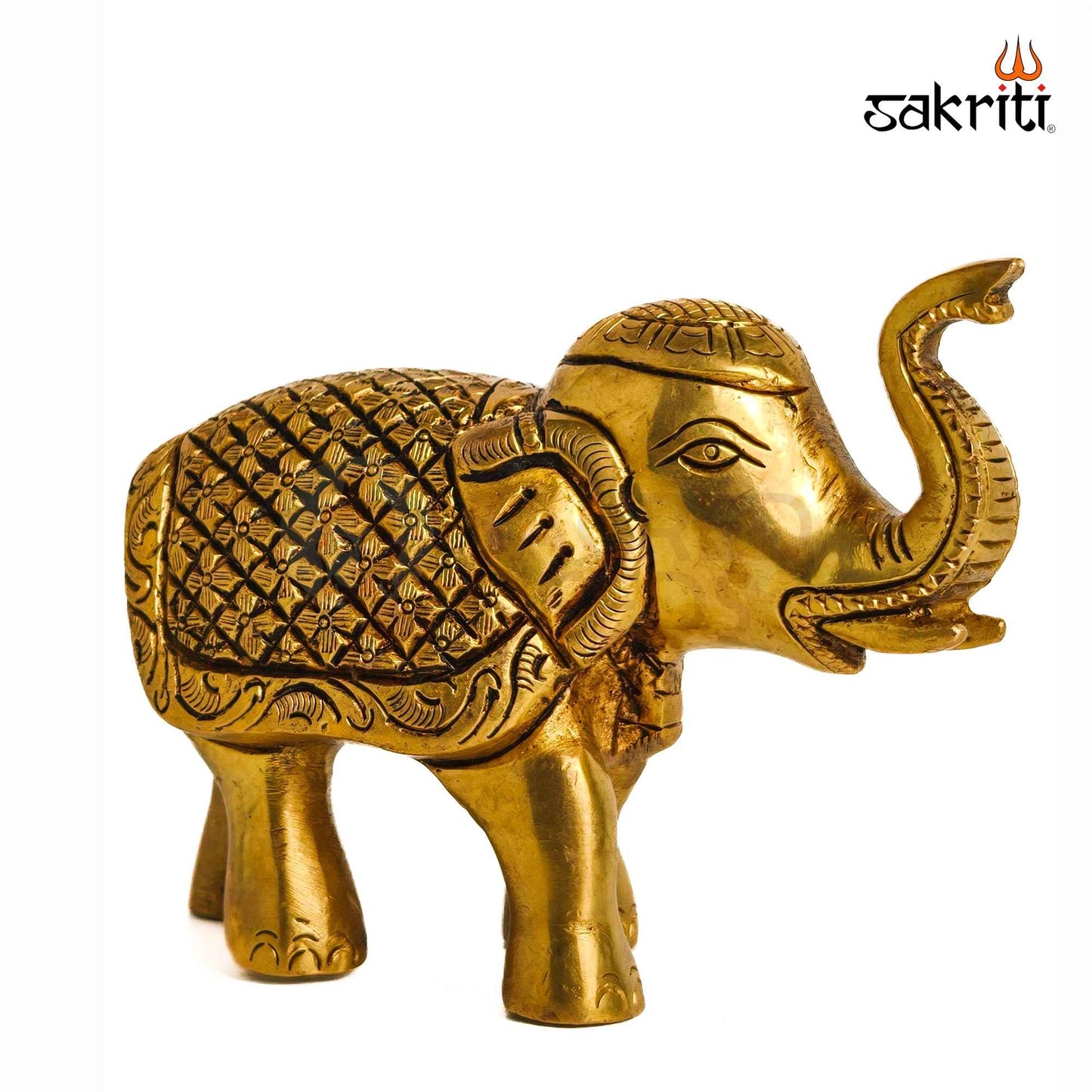 Sacred Needs Brass Elephant Statue – 5 Inch (12.7 cm) Height | Decorative Brass Elephant Idol for Home Décor, Entrance, Office & Vastu