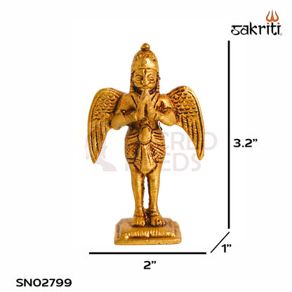 Sacred Needs Brass Garudan Idol – 3.2 Inch (8.1 cm) Height | Lord Garuda Brass Statue for Vishnu Pooja, Temple, Home Altar & Spiritual Décor