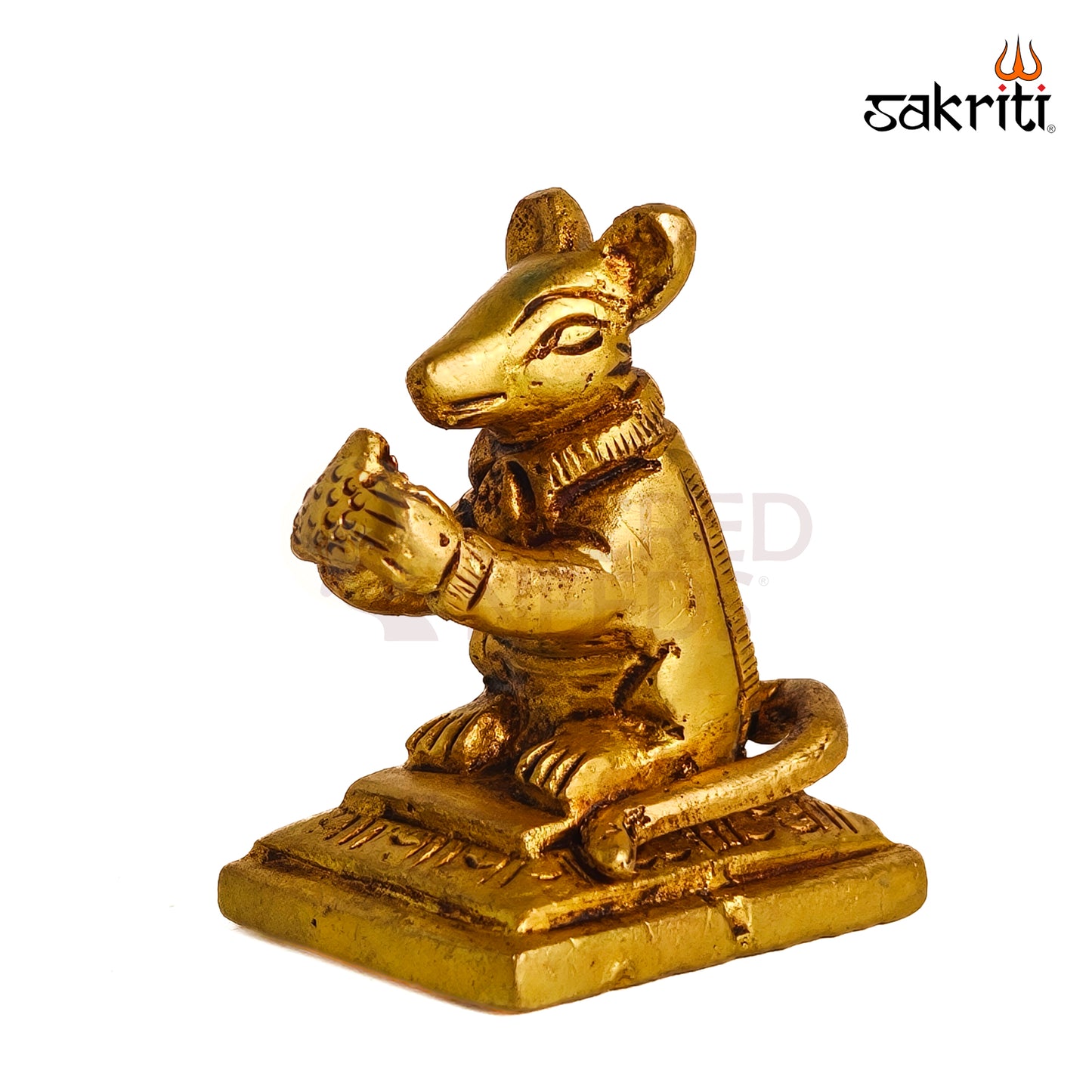 Sacred Needs Brass Mooshagan Idol – 2.2 Inch (5.6 cm) Height | Lord Ganesha's Sacred Mouse Vahana Statue for Pooja Room, Temple & Spiritual Home Décor