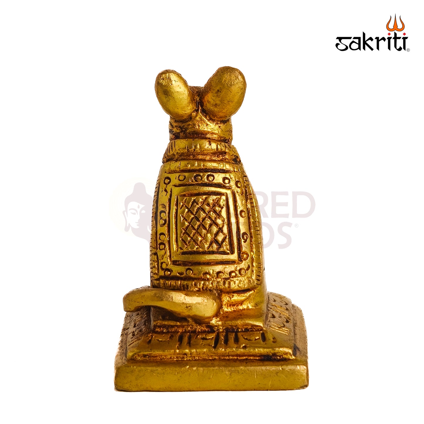 Sacred Needs Brass Mooshagan Idol – 2.2 Inch (5.6 cm) Height | Lord Ganesha's Sacred Mouse Vahana Statue for Pooja Room, Temple & Spiritual Home Décor