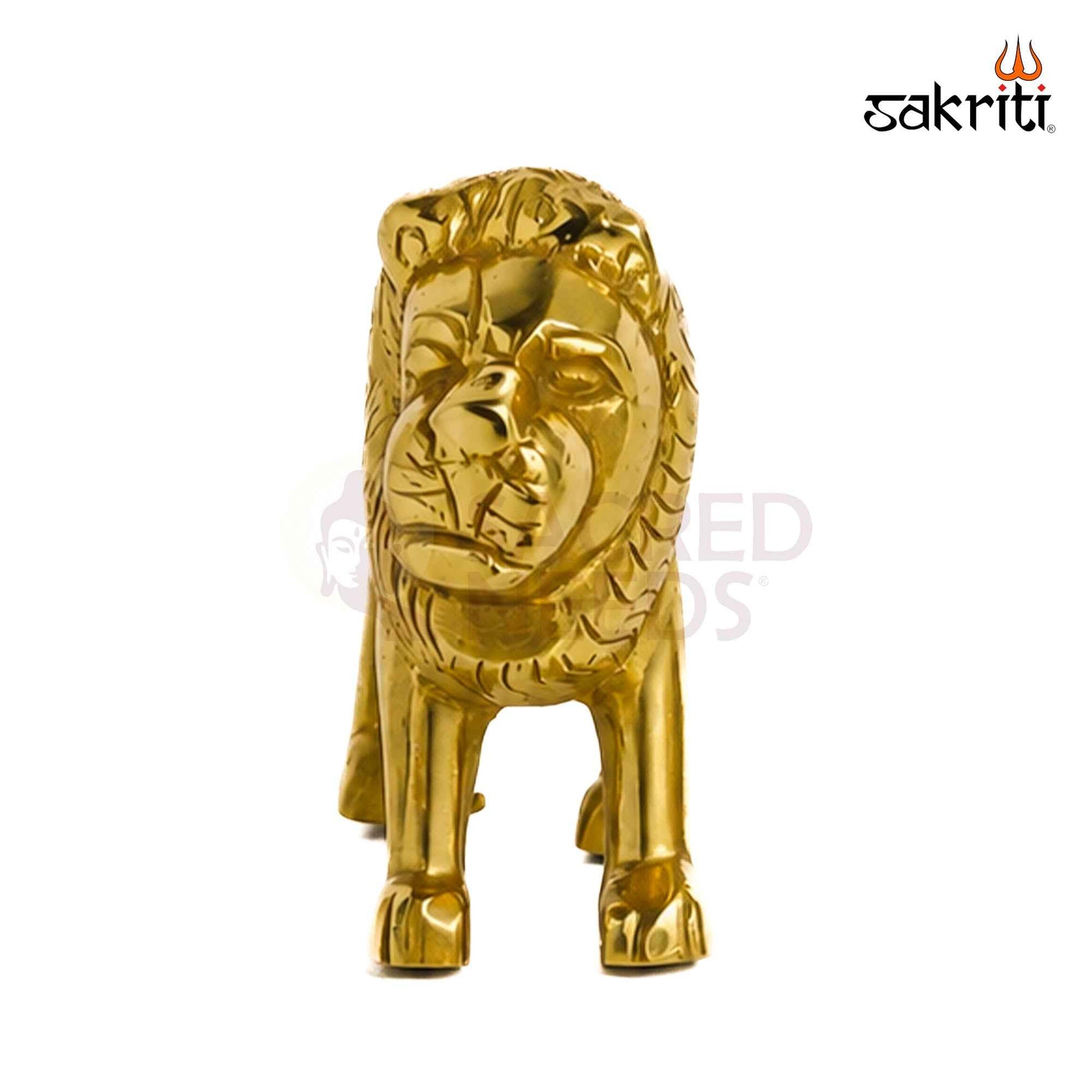 Sacred Needs Brass Lion Statue – 1.9 Inch (4.8 cm) Height | Decorative Brass Lion Figurine for Home, Office, Temple & Vastu Décor