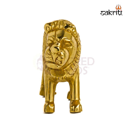 Sacred Needs Brass Lion Statue – 1.9 Inch (4.8 cm) Height | Decorative Brass Lion Figurine for Home, Office, Temple & Vastu Décor