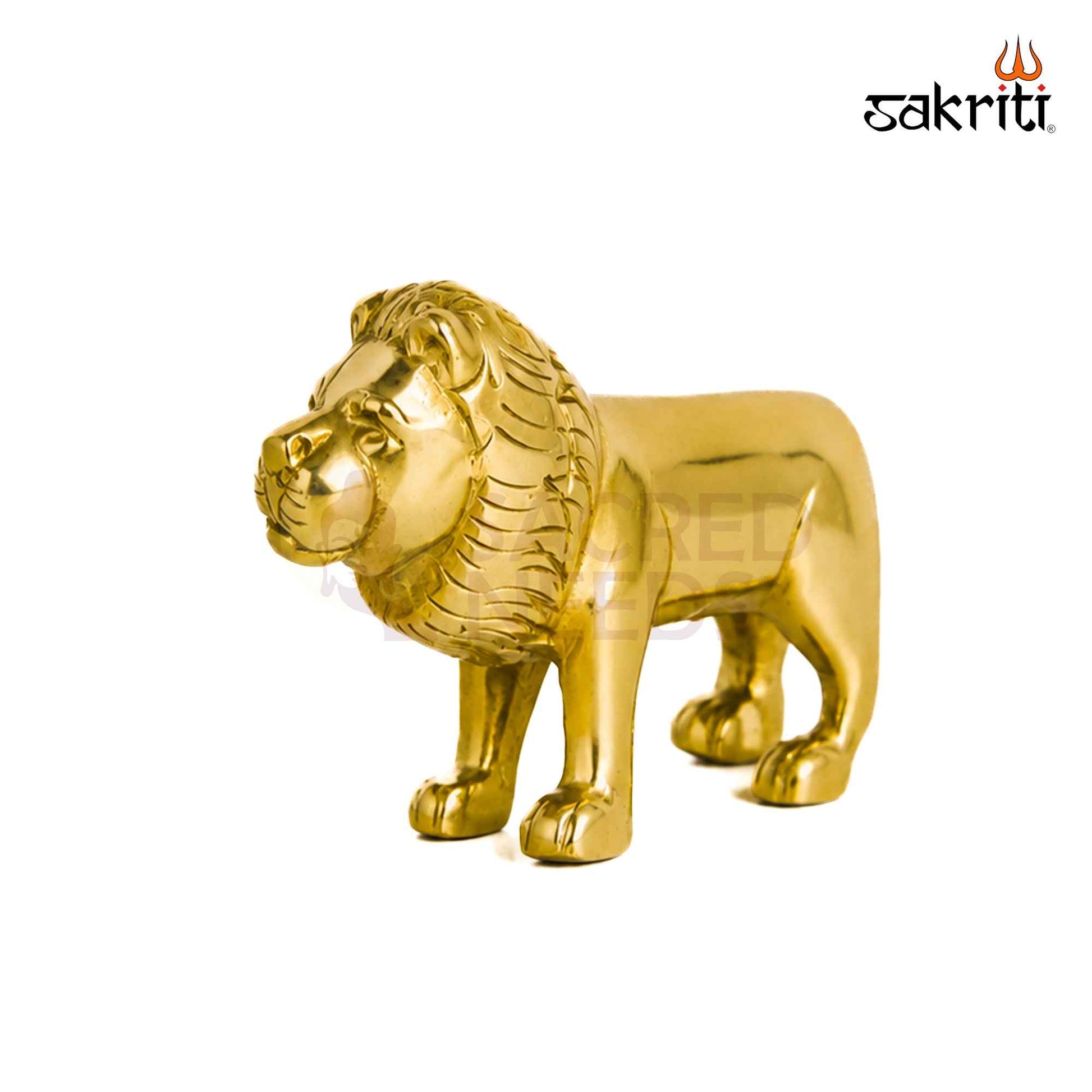 Sacred Needs Brass Lion Statue – 1.9 Inch (4.8 cm) Height | Decorative Brass Lion Figurine for Home, Office, Temple & Vastu Décor