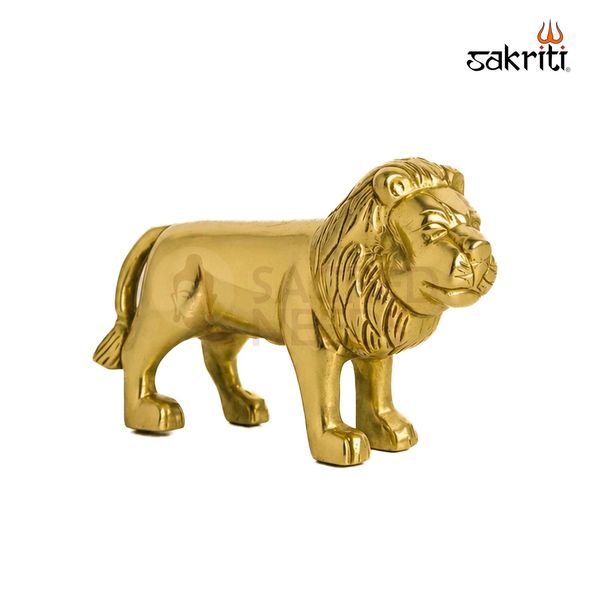 Sacred Needs Brass Lion Statue – 1.9 Inch (4.8 cm) Height | Decorative Brass Lion Figurine for Home, Office, Temple & Vastu Décor