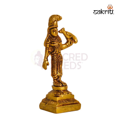 Sacred Needs Brass Andal Idol – 3.7 Inch (9.4 cm) Height | Goddess Andal Brass Statue for Pooja Room, Temple, Navaratri & Home Décor