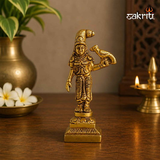 Sacred Needs Brass Andal Idol – 3.7 Inch (9.4 cm) Height | Goddess Andal Brass Statue for Pooja Room, Temple, Navaratri & Home Décor