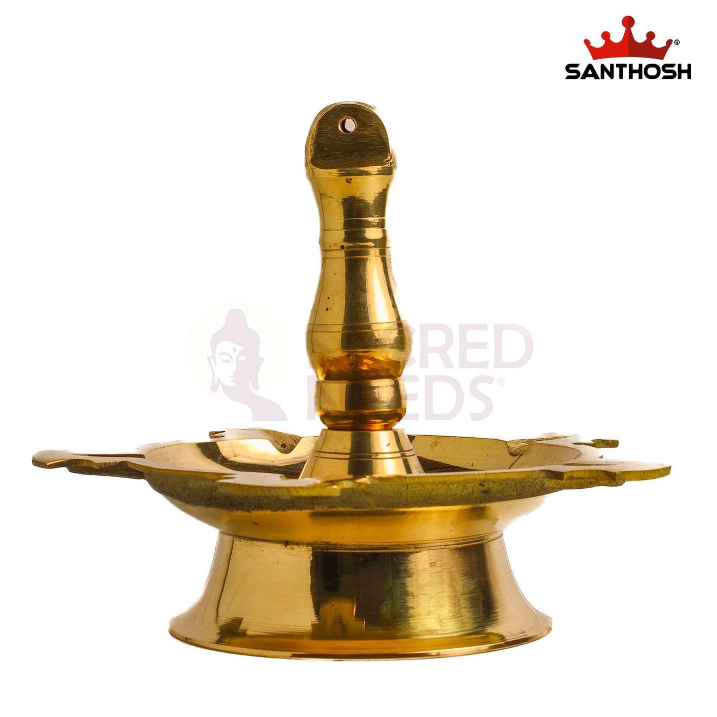 Sacred Needs Brass Sarai Vilakku – 8 Inch (20.3 cm) Height | Traditional Brass Oil Lamp for Pooja Room, Temple, Festivals & Spiritual Home Décor