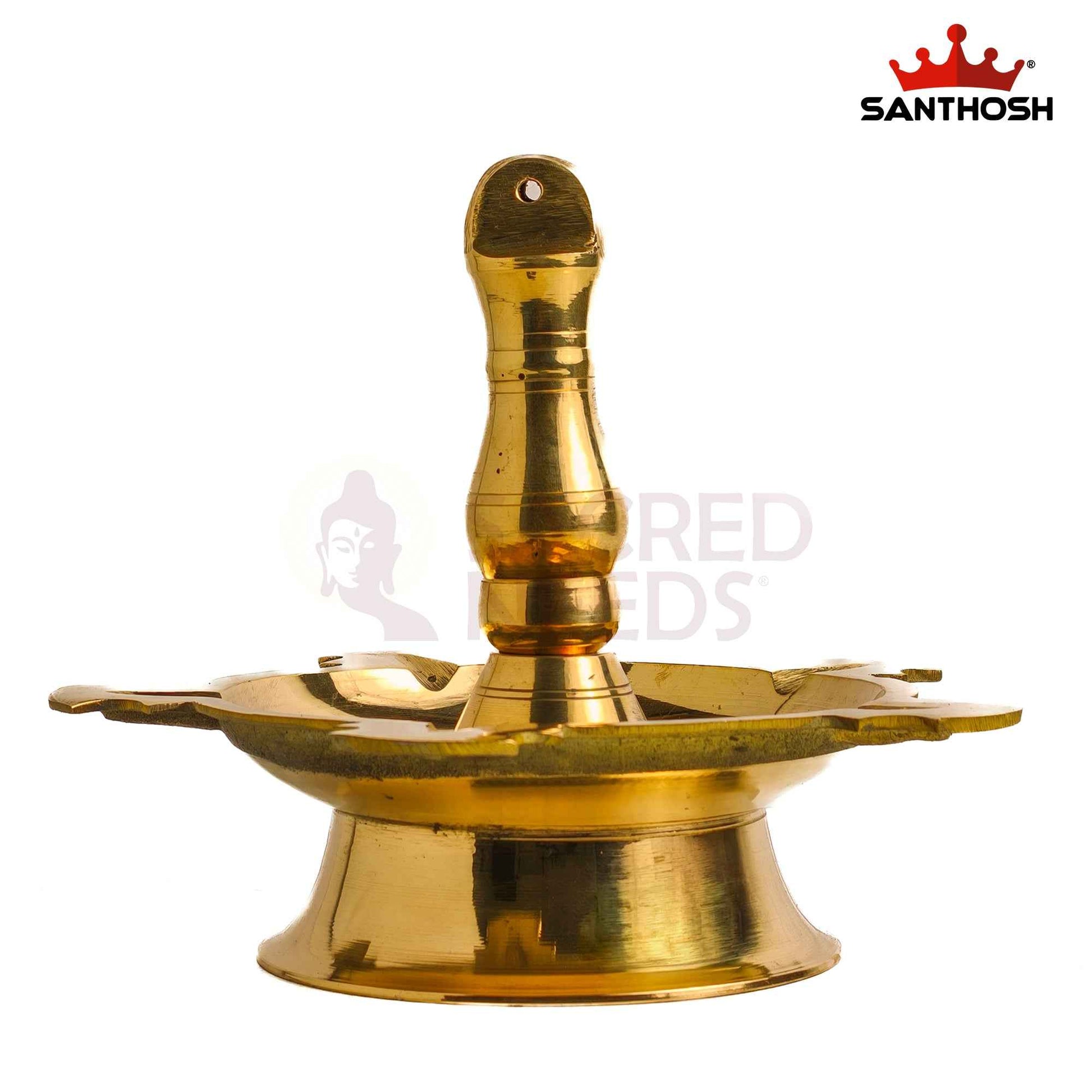 Sacred Needs Brass Sarai Vilakku – 8 Inch (20.3 cm) Height | Traditional Brass Oil Lamp for Pooja Room, Temple, Festivals & Spiritual Home Décor