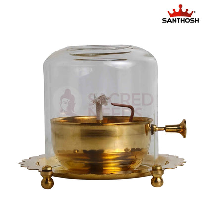 Sacred Needs Brass ICC Akhand Deepam – 5 Inch (12.7 cm) Height | Traditional Brass Akhand Jyoti Oil Lamp for Pooja Room, Temple, Diwali & Daily Worship