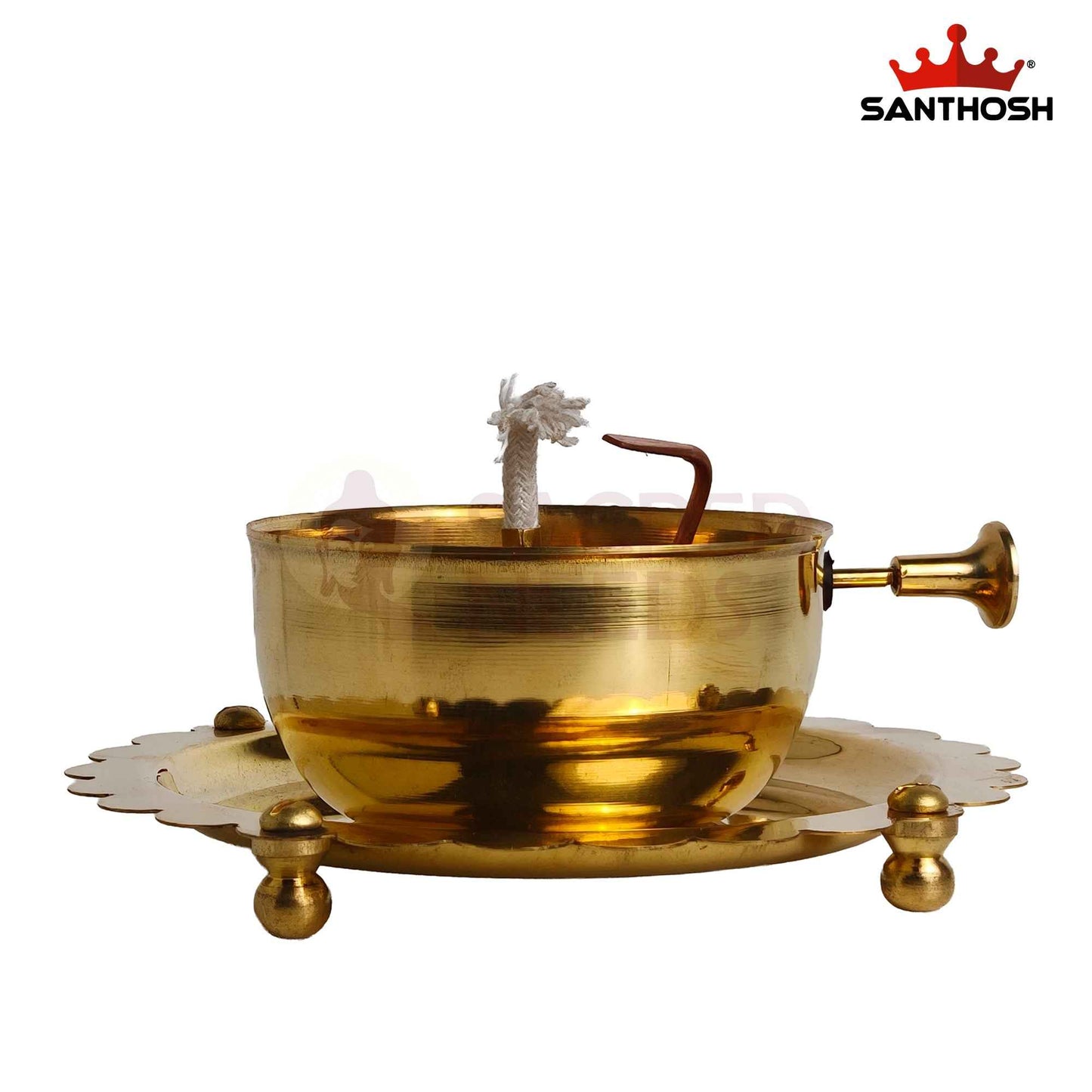 Sacred Needs Brass ICC Akhand Deepam – 5 Inch (12.7 cm) Height | Traditional Brass Akhand Jyoti Oil Lamp for Pooja Room, Temple, Diwali & Daily Worship