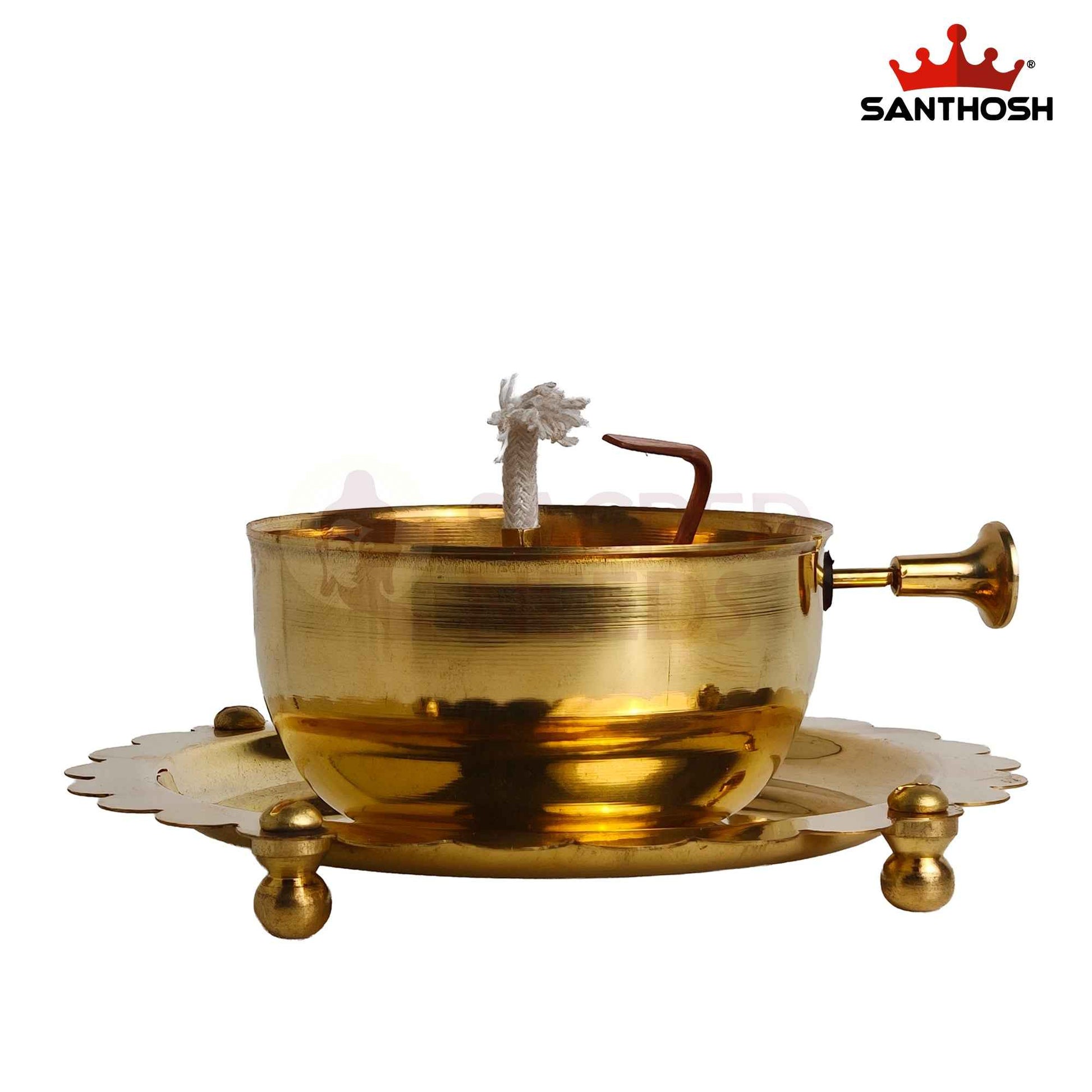 Sacred Needs Brass ICC Akhand Deepam – 5 Inch (12.7 cm) Height | Traditional Brass Akhand Jyoti Oil Lamp for Pooja Room, Temple, Diwali & Daily Worship