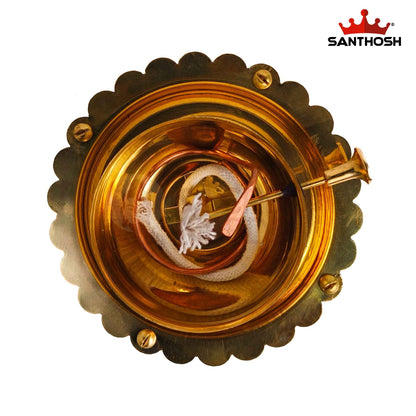 Sacred Needs Brass ICC Akhand Deepam – 5 Inch (12.7 cm) Height | Traditional Brass Akhand Jyoti Oil Lamp for Pooja Room, Temple, Diwali & Daily Worship