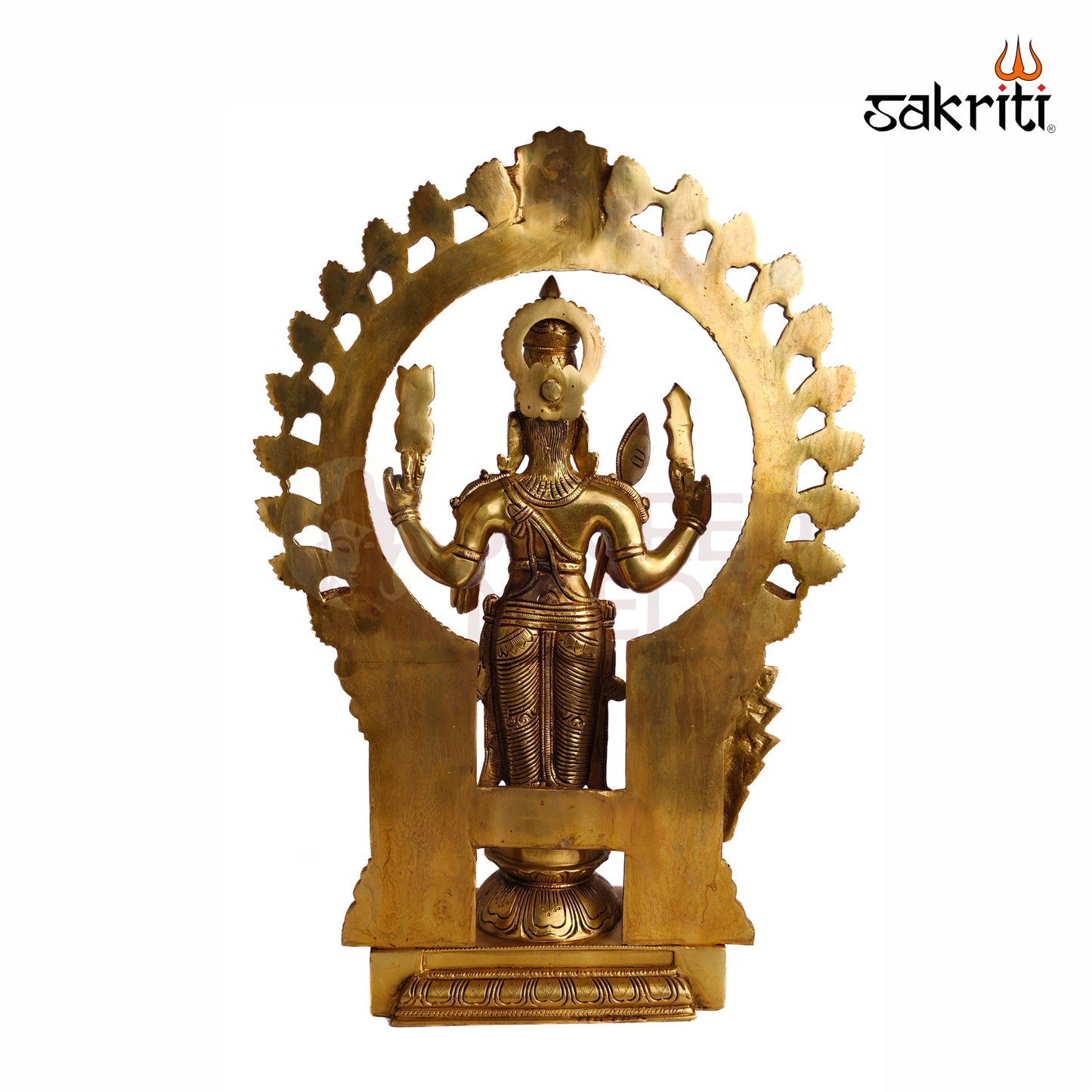 Sacred Needs Brass Murugan with Arch Idol – 22 Inch (55.9 cm) Height | Lord Murugan Statue with Prabhavali Arch for Temple, Pooja Room & Spiritual Home Décor