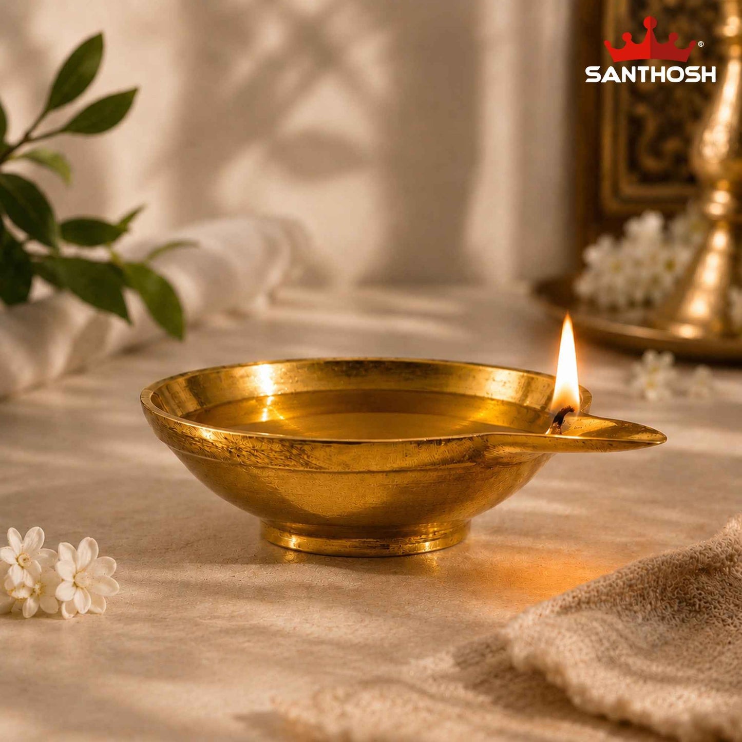 Sacred Needs Brass Agal Deepam – 0.6 Inch (1.5 cm) Height | Traditional Brass Oil Lamp Diya for Pooja Room, Temple, Festivals & Daily Worship