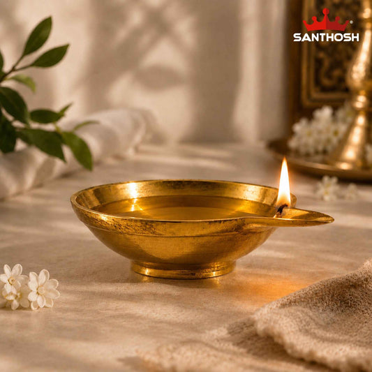 Sacred Needs Brass Agal Deepam – 0.7 Inch (1.8 cm) Height | Traditional Brass Oil Lamp Diya for Pooja, Temple, Festivals & Home Décor