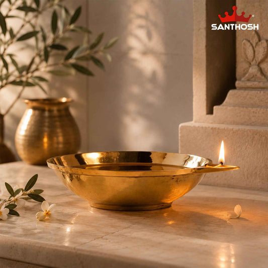 Sacred Needs Brass Agal Deepam – 1.5 Inch (3.8 cm) Height | Traditional Brass Oil Lamp for Pooja, Temple, Diwali & Karthigai Deepam Decor