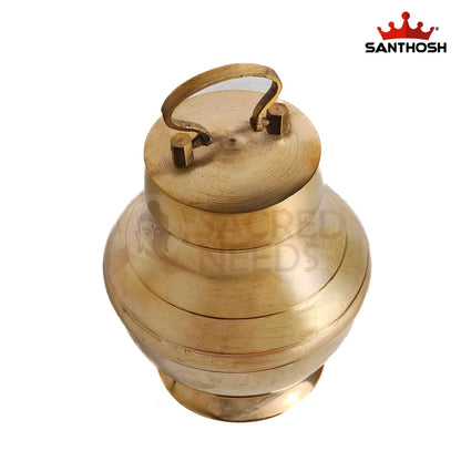 Sacred Needs Brass Chambu with Lid – 7 Inch (17.8 cm) Height | Traditional Brass Kalash Water Pot with Cover for Pooja, Abhishekam, Temple & Home Worship