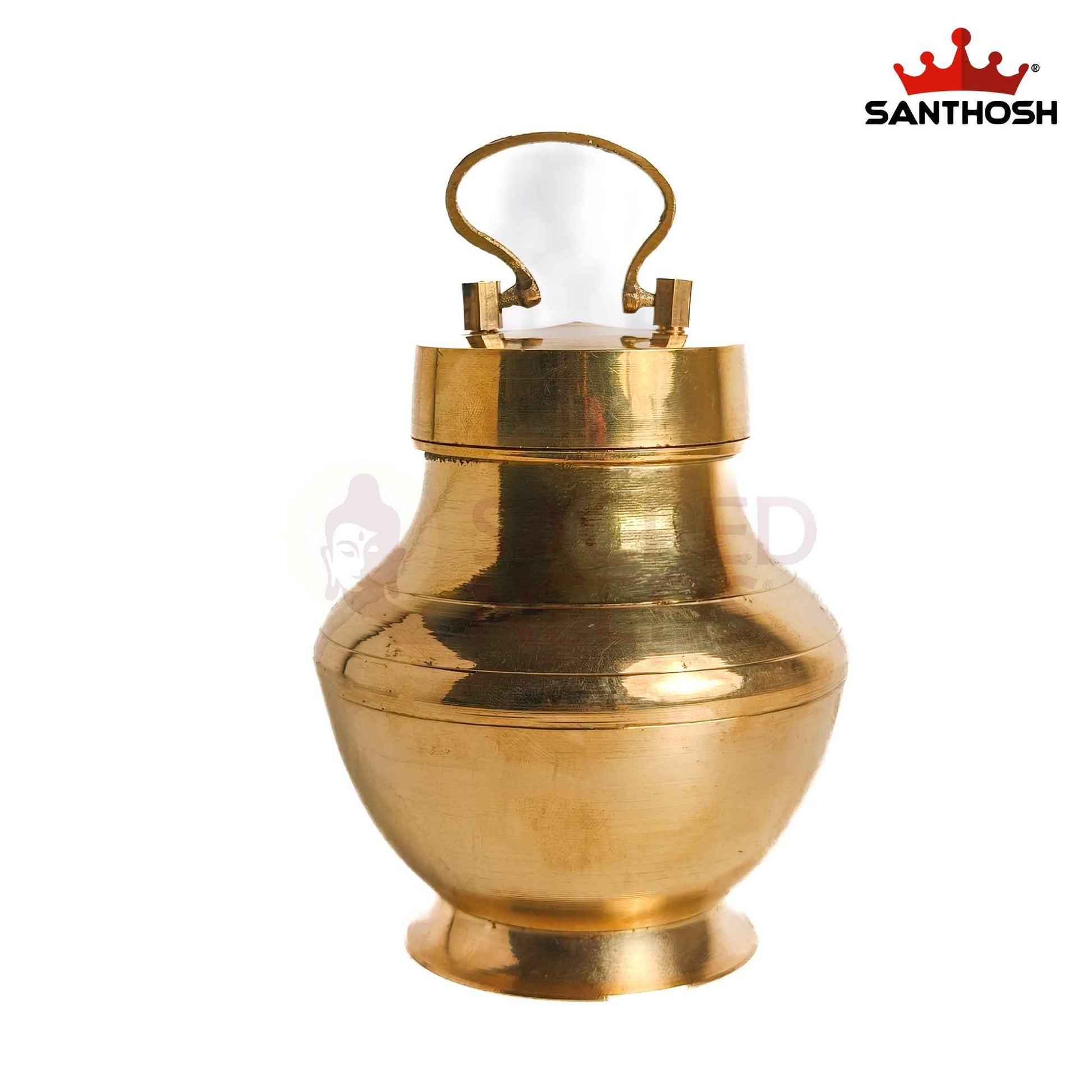 Sacred Needs Brass Chambu with Lid – 7 Inch (17.8 cm) Height | Traditional Brass Kalash Water Pot with Cover for Pooja, Abhishekam, Temple & Home Worship