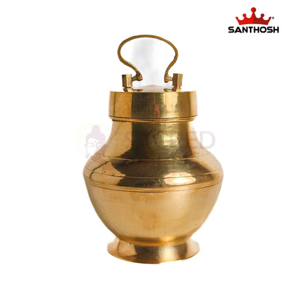 Sacred Needs Brass Chambu with Lid – 7 Inch (17.8 cm) Height | Traditional Brass Kalash Water Pot with Cover for Pooja, Abhishekam, Temple & Home Worship
