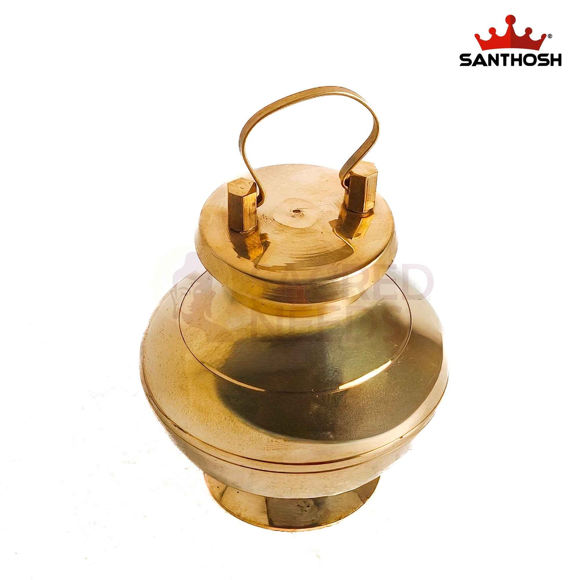 Sacred Needs Brass Chambu with Lid – 4 Inch (10.2 cm) Height | Traditional Brass Kalash Pot with Lid for Pooja, Temple Rituals & Holy Water Storage