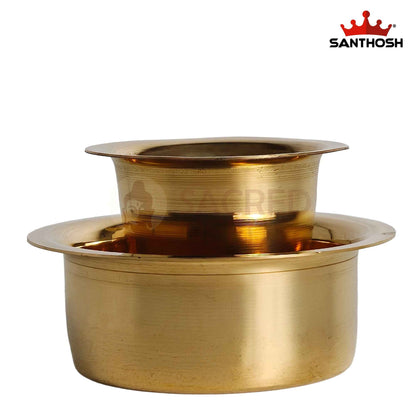 Sacred Needs Brass Dabra & Tumbler Set – 2.3 Inch (5.8 cm) Height | Traditional South Indian Brass Coffee Cup & Davara Set for Serving, Pooja & Home Use