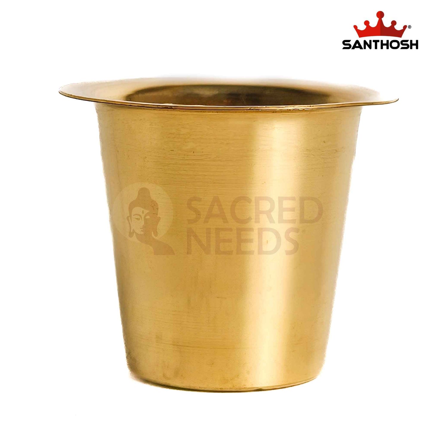 Sacred Needs Brass Dabra & Tumbler Set – 2.3 Inch (5.8 cm) Height | Traditional South Indian Brass Coffee Cup & Davara Set for Serving, Pooja & Home Use