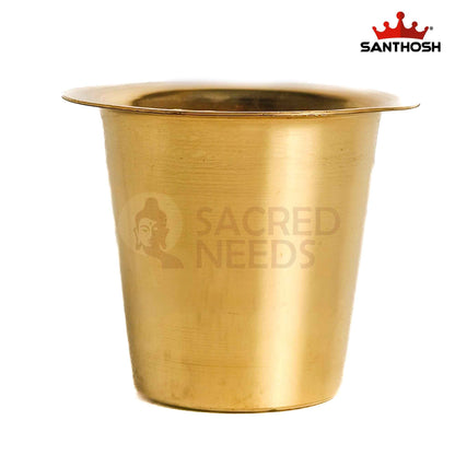 Sacred Needs Brass Dabra & Tumbler Set – 2.3 Inch (5.8 cm) Height | Traditional South Indian Brass Coffee Cup & Davara Set for Serving, Pooja & Home Use