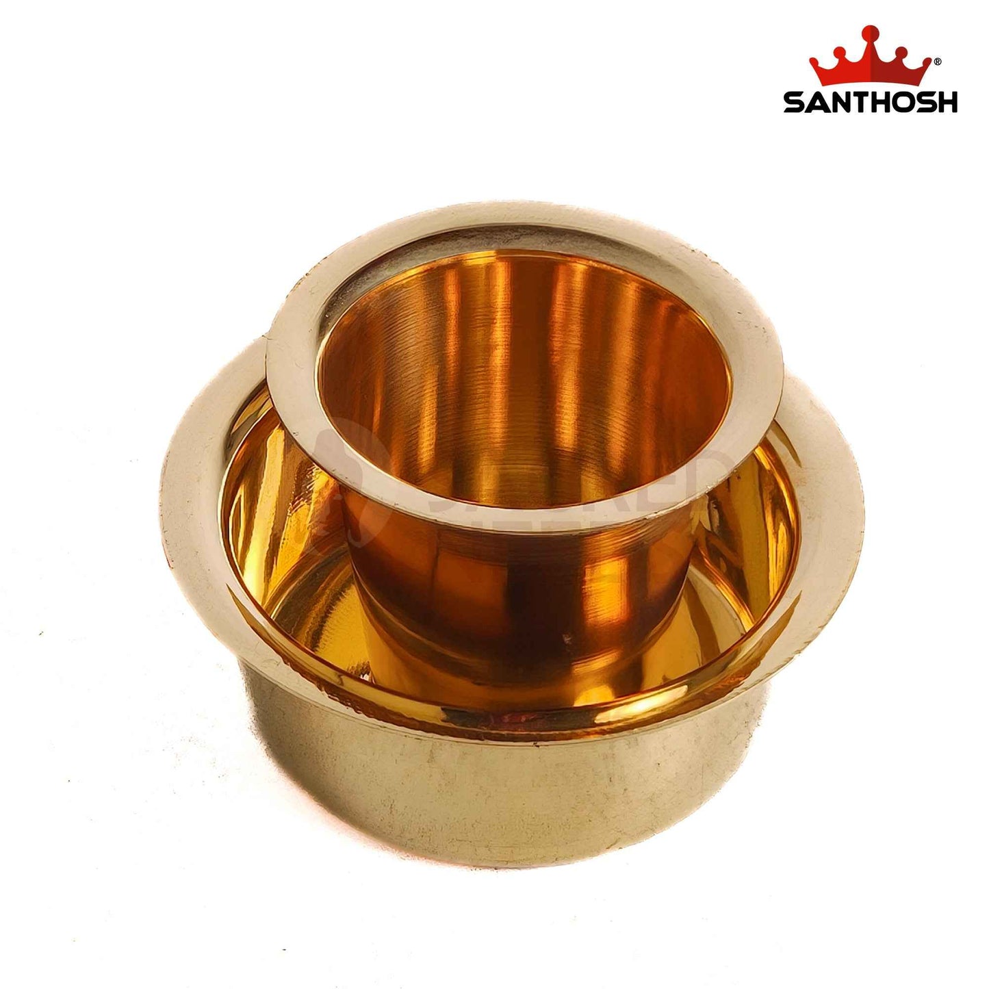 Sacred Needs Brass Dabra & Tumbler Set – 2.3 Inch (5.8 cm) Height | Traditional South Indian Brass Coffee Cup & Davara Set for Serving, Pooja & Home Use