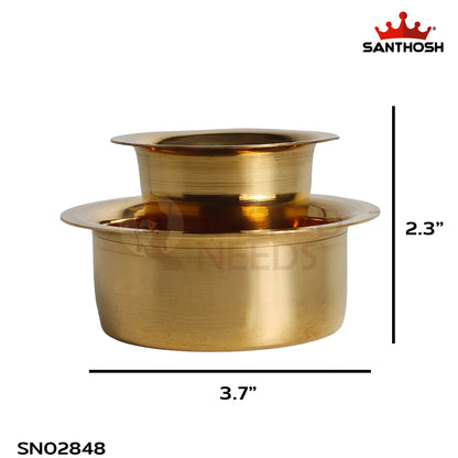 Sacred Needs Brass Dabra & Tumbler Set – 2.3 Inch (5.8 cm) Height | Traditional South Indian Brass Coffee Cup & Davara Set for Serving, Pooja & Home Use