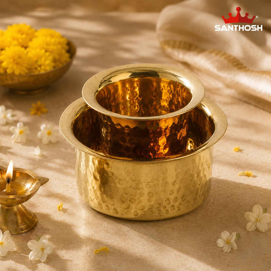 Sacred Needs Brass Dabara & Tumbler Set – 2.3 Inch (5.8 cm) Height | Traditional South Indian Brass Coffee Cup & Davara Set for Serving Coffee, Tea & Home Use