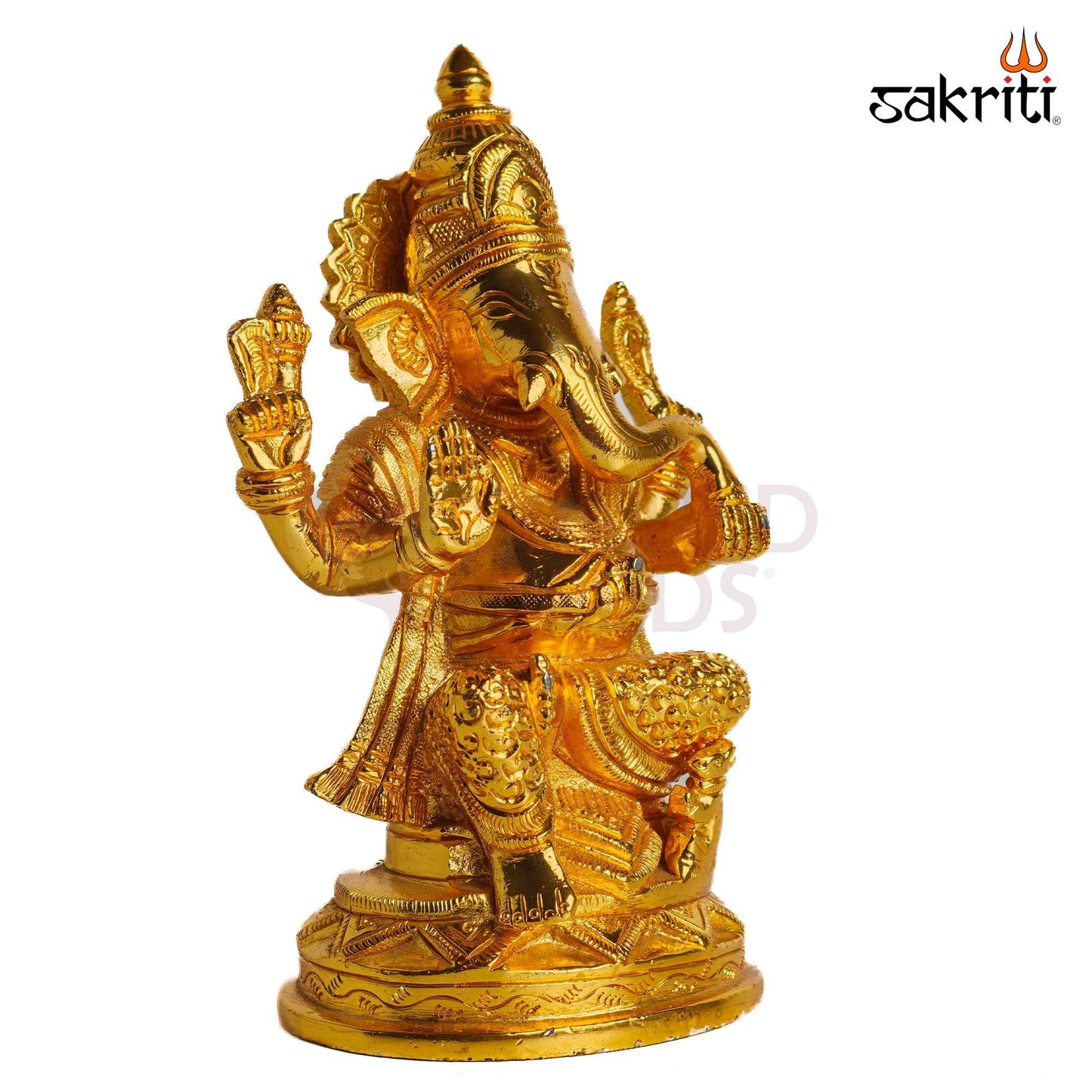 Sacred Needs Brass Lord Ganesha Idol – 6.4 Inch (16.3 cm) Height | Premium Brass Ganpati Murti for Pooja Room, Home Temple, Office & Spiritual Décor