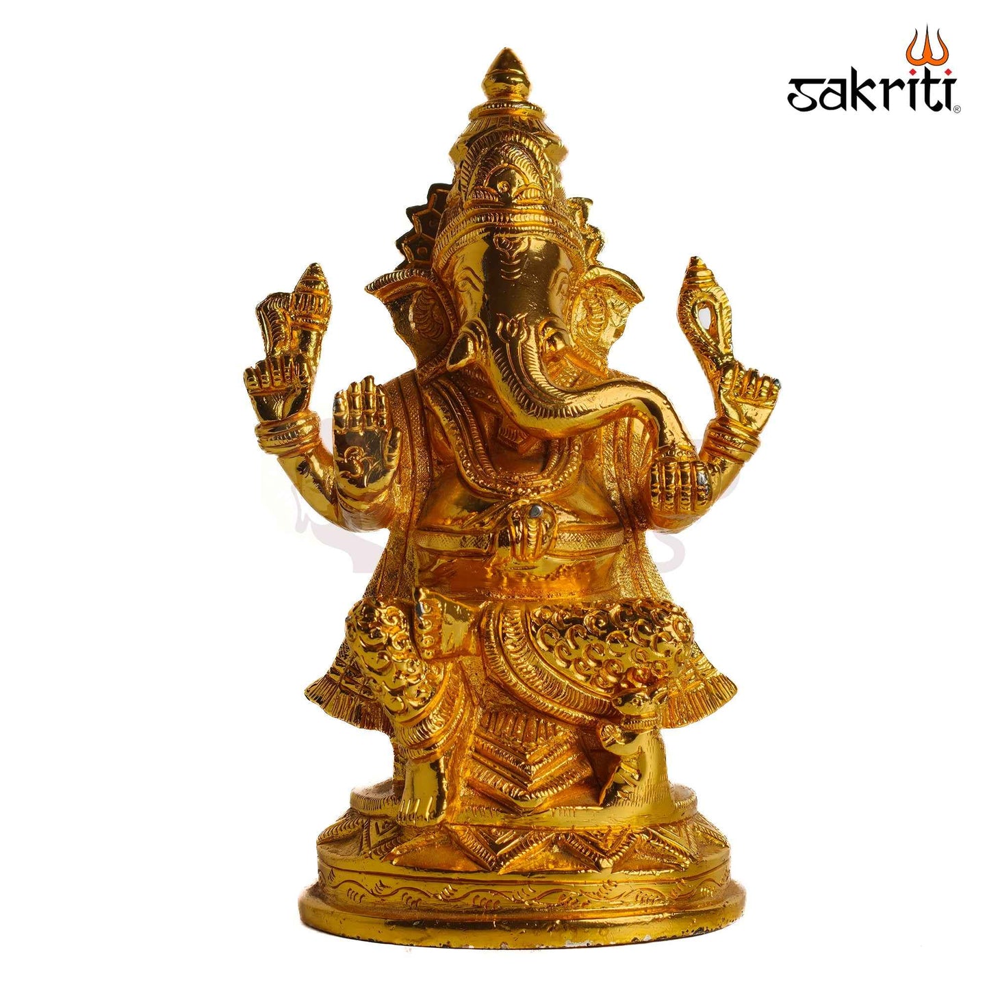 Sacred Needs Brass Lord Ganesha Idol – 6.4 Inch (16.3 cm) Height | Premium Brass Ganpati Murti for Pooja Room, Home Temple, Office & Spiritual Décor
