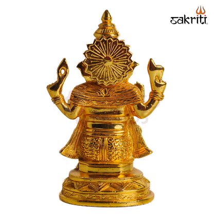 Sacred Needs Brass Lord Ganesha Idol – 6.4 Inch (16.3 cm) Height | Premium Brass Ganpati Murti for Pooja Room, Home Temple, Office & Spiritual Décor
