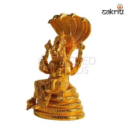 Sacred Needs Brass Lord Narasimha with Adisesha Idol – 8.3 Inch (21.1 cm) Height | Lakshmi Narasimha Brass Statue for Pooja Room, Temple & Spiritual Home Décor