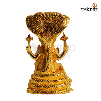 Sacred Needs Brass Lord Narasimha with Adisesha Idol – 8.3 Inch (21.1 cm) Height | Lakshmi Narasimha Brass Statue for Pooja Room, Temple & Spiritual Home Décor