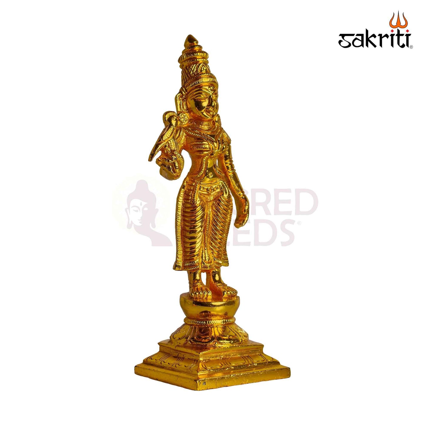 Sacred Needs Brass Goddess Meenakshi Idol – 7.7 Inch (19.6 cm) Height | Traditional Devi Meenakshi Statue for Pooja Room, Home Temple & Spiritual Décor