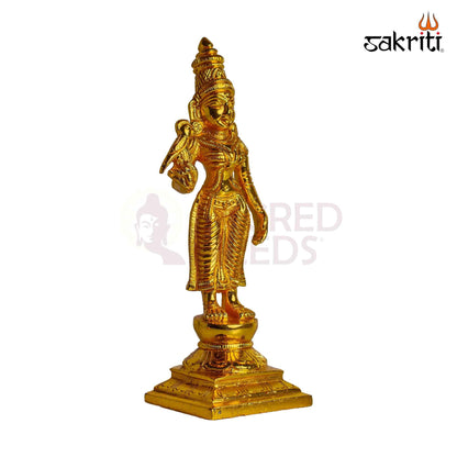 Sacred Needs Brass Goddess Meenakshi Idol – 7.7 Inch (19.6 cm) Height | Traditional Devi Meenakshi Statue for Pooja Room, Home Temple & Spiritual Décor